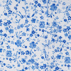 Close-up of the Home Co. Florance Blue printed sheet set featuring delicate blue floral prints on a white background.