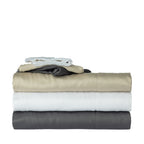 Design Plus Duke Sheet Set folded in charcoal, white and beige colours.