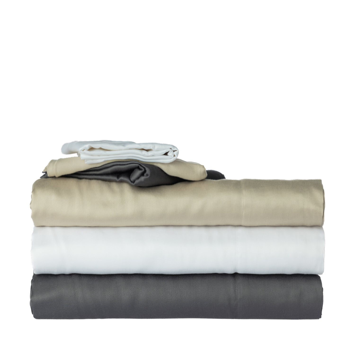 Design Plus Duke Sheet Set folded in charcoal, white and beige colours.