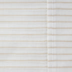 Close-up of the Pure & Simple Sutton natural sheet set featuring fine beige horizontal stripes on white cotton fabric.