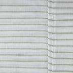 Close-up of the Pure & Simple Sutton olive sheet set featuring fine green horizontal stripes on white cotton fabric.