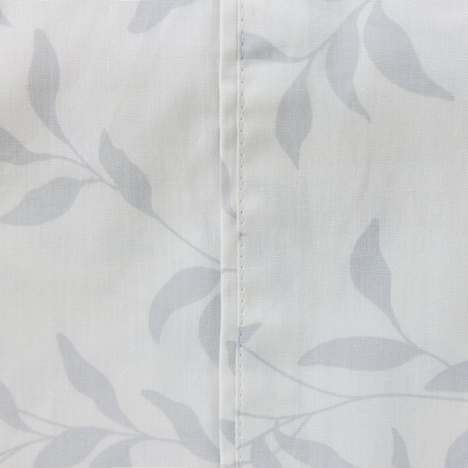 Pure & Simple Emma Printed Sheet Set in Silver packaged with matching fabric bag and delicate grey leaf design.