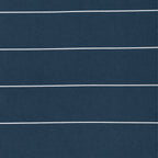 Navy Isabella sheet fabric featuring fine white stripes on a deep navy blue background.