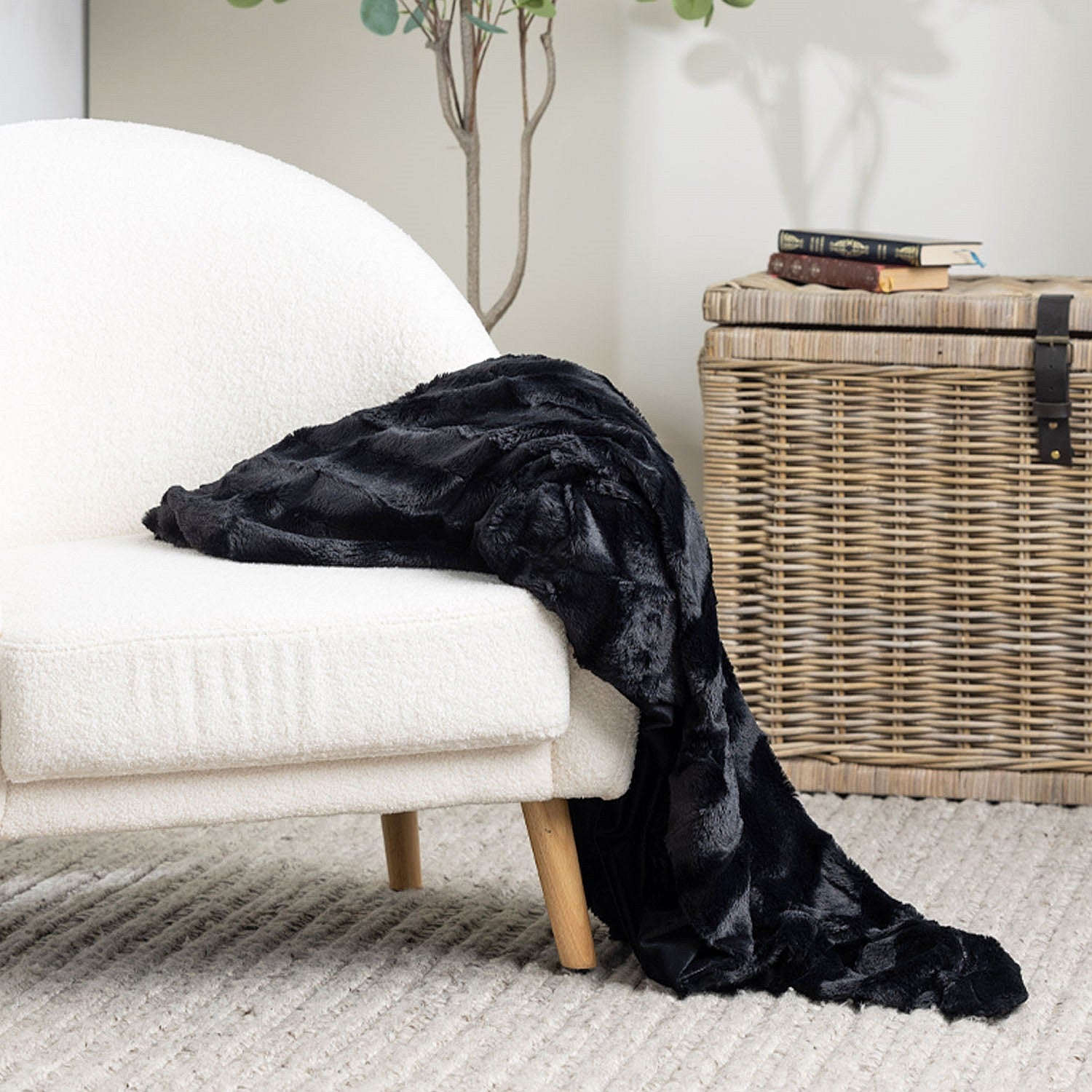 Solace Channel Faux Fur Throw