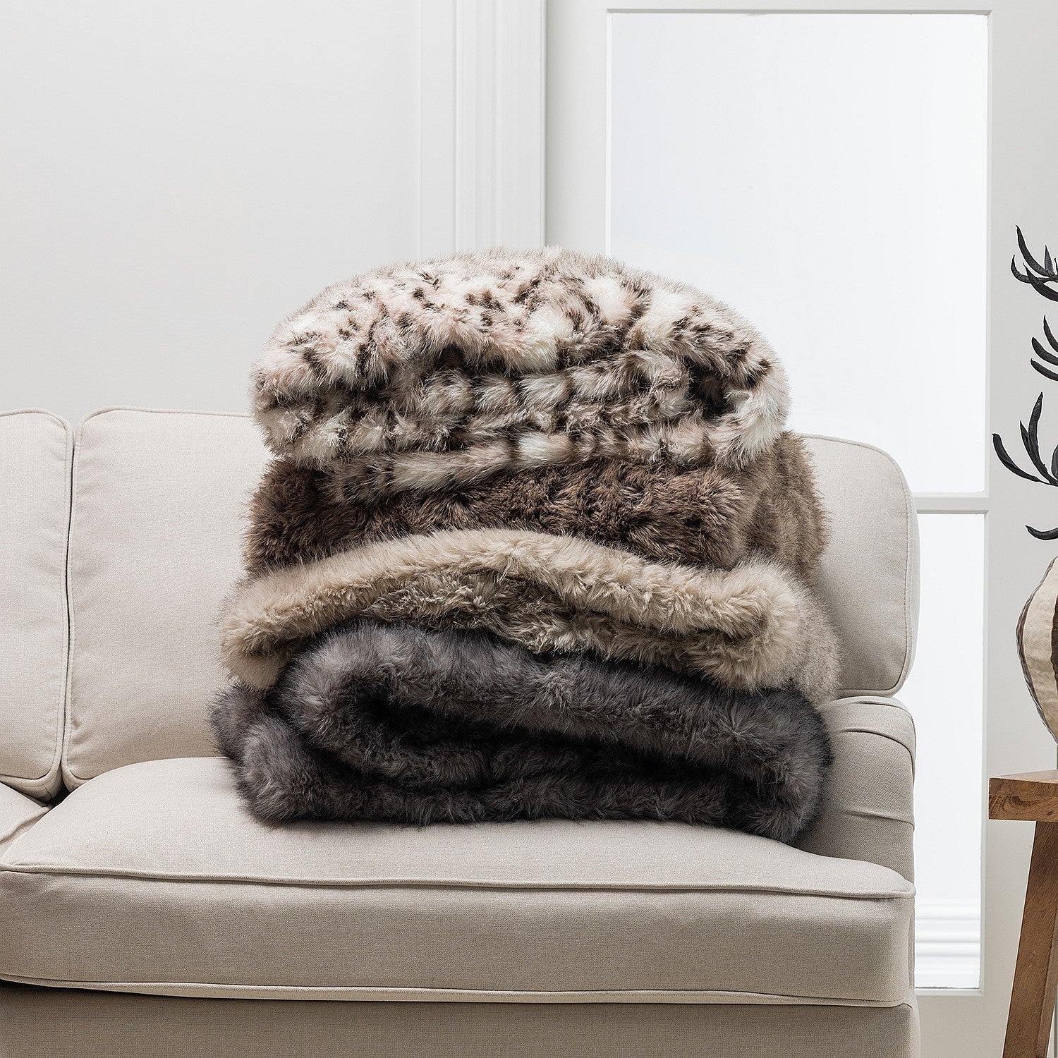 Design Republique Sepia Faux Fur Throw