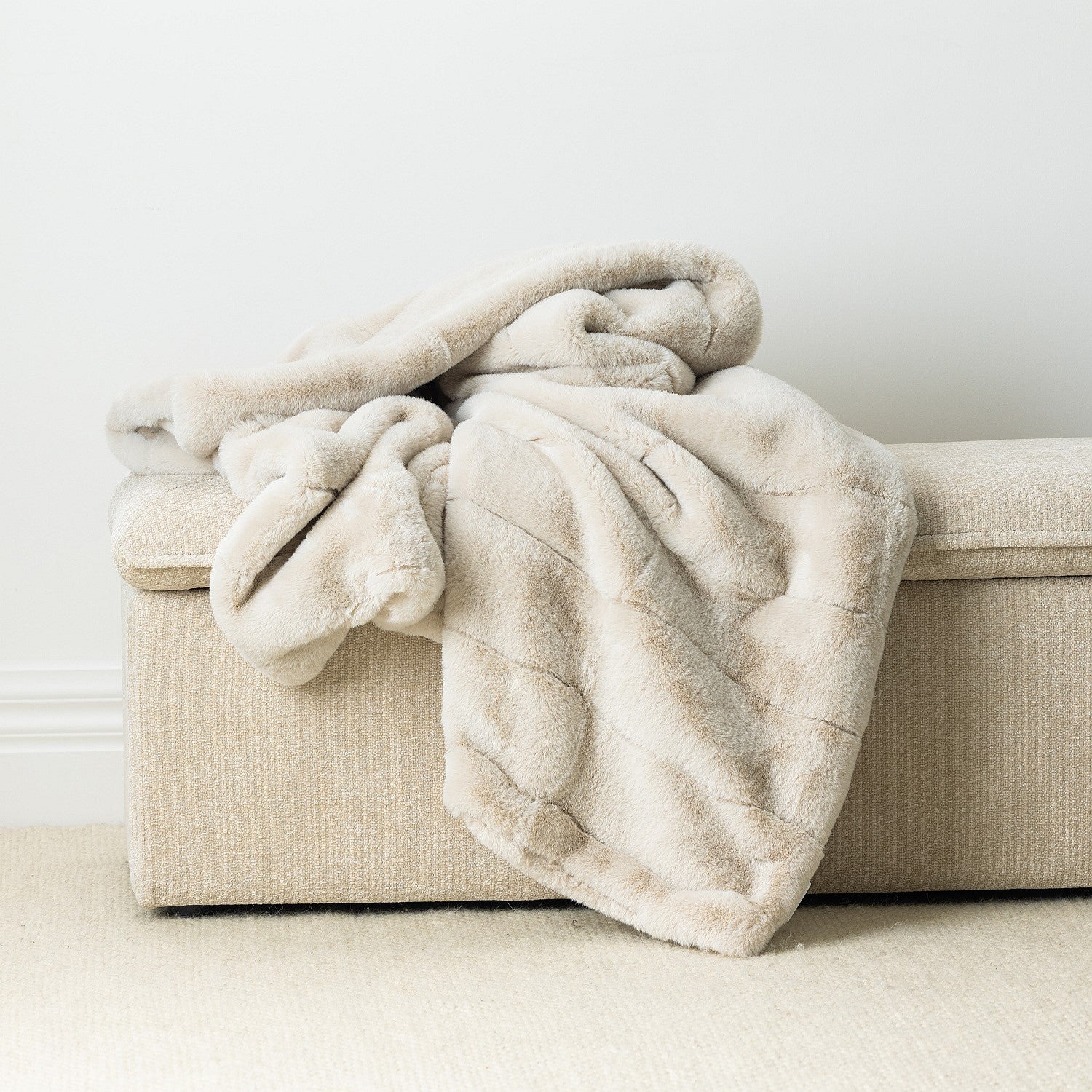 Design Republique Emerson Stripe Faux Fur Natural Throw