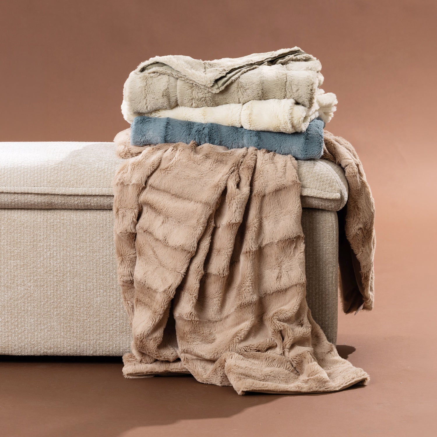 Solace Channel Faux Fur Throw