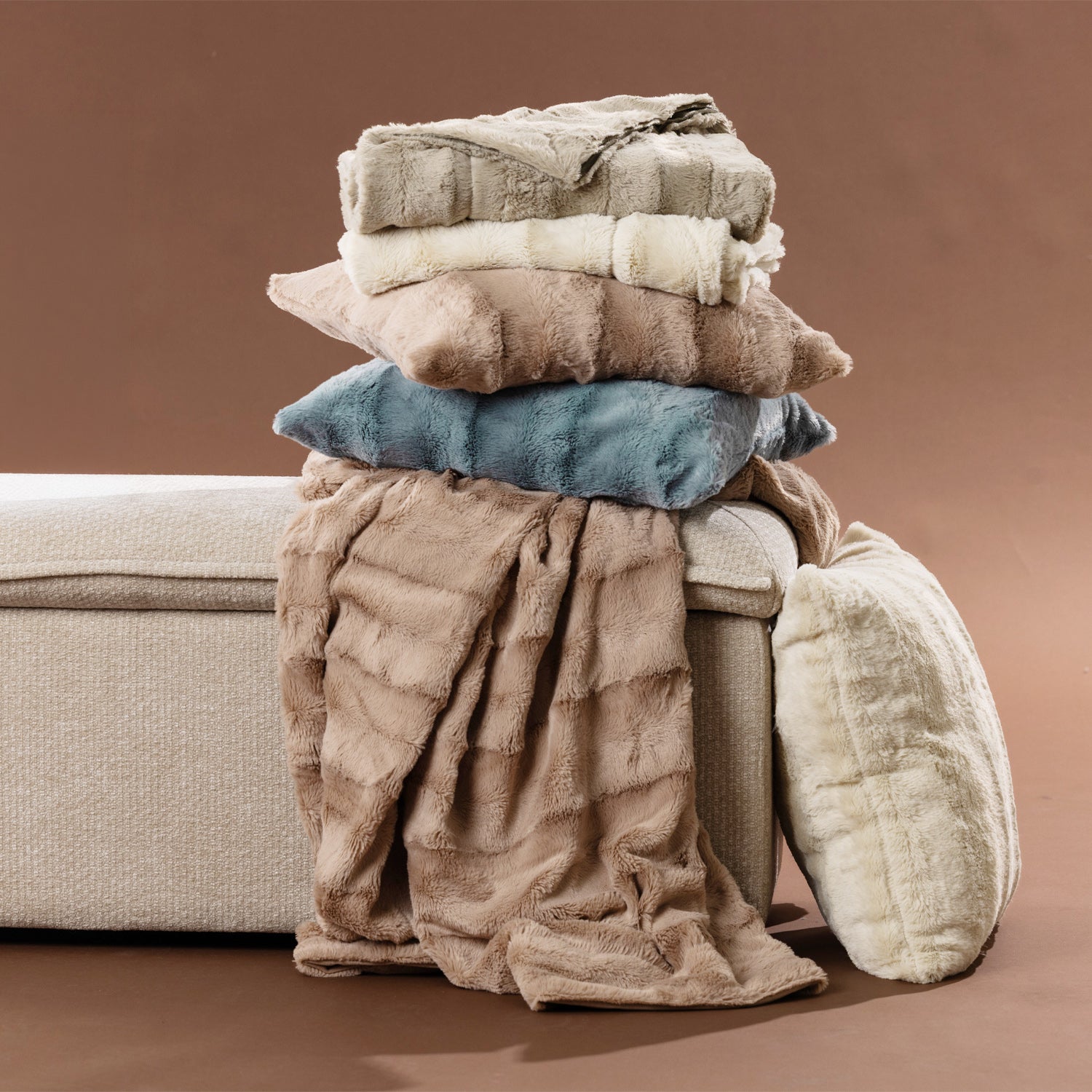 Solace Channel Faux Fur Throw