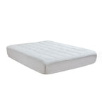 The Cluster Puff Mattress Topper on a Mattress displayed on a white background
