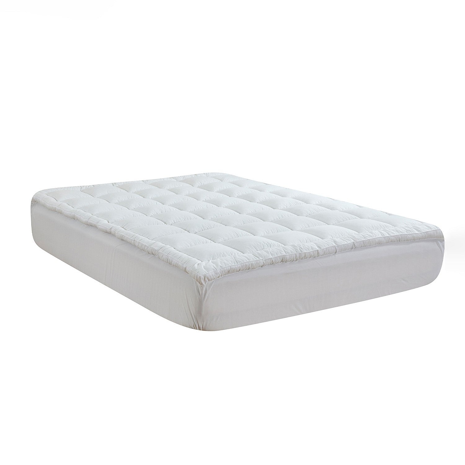 The cloud 9 Luxury High Loft Mattress Topper Displayed on a bed on a white background 