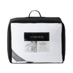 Design Republique Hotel Luxury Mattress Topper packaging in a clear bag with black sides and straps