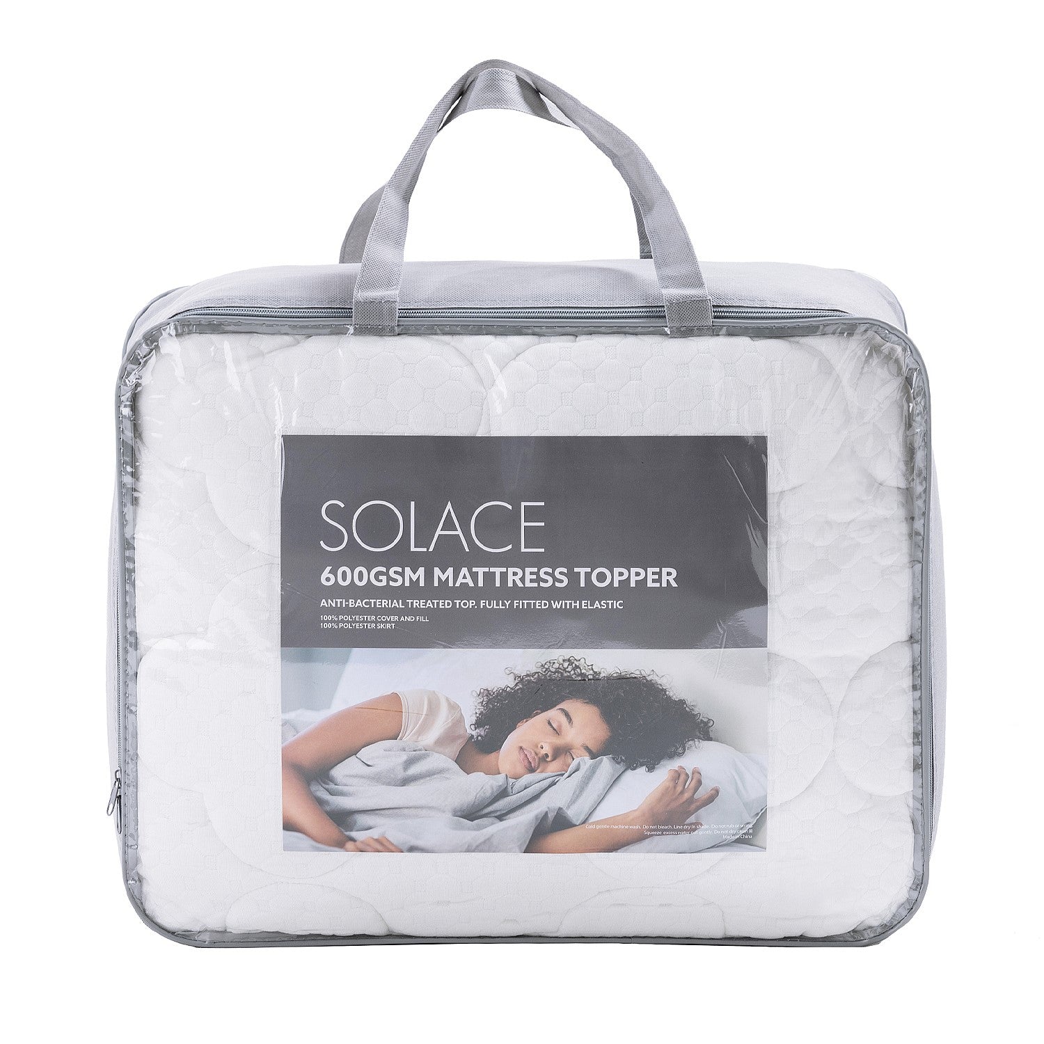 Solace 600GSM Mattress Topper Anti-Bacterial Treated