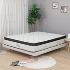 Modern bedroom scene featuring a Cloud 9 mattress with a quilted pillow-top design, styled in a soft neutral interior.