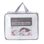 Solace 600gsm Mattress Topper With Aloe Vera Treated Outer white and grey packaging