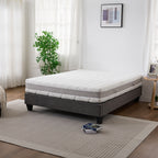 Cloud 9 Dual Side 7-Zone Mattress displayed on a grey bed base in a bright, modern bedroom.