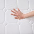 Hand pressing into the Cloud 9 Dual Side 7-Zone Mattress to demonstrate its supportive, cushioned comfort.