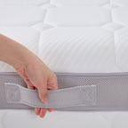 Close-up of the Cloud 9 Dual Side 7-Zone Mattress side carry handle for easy lifting and repositioning.