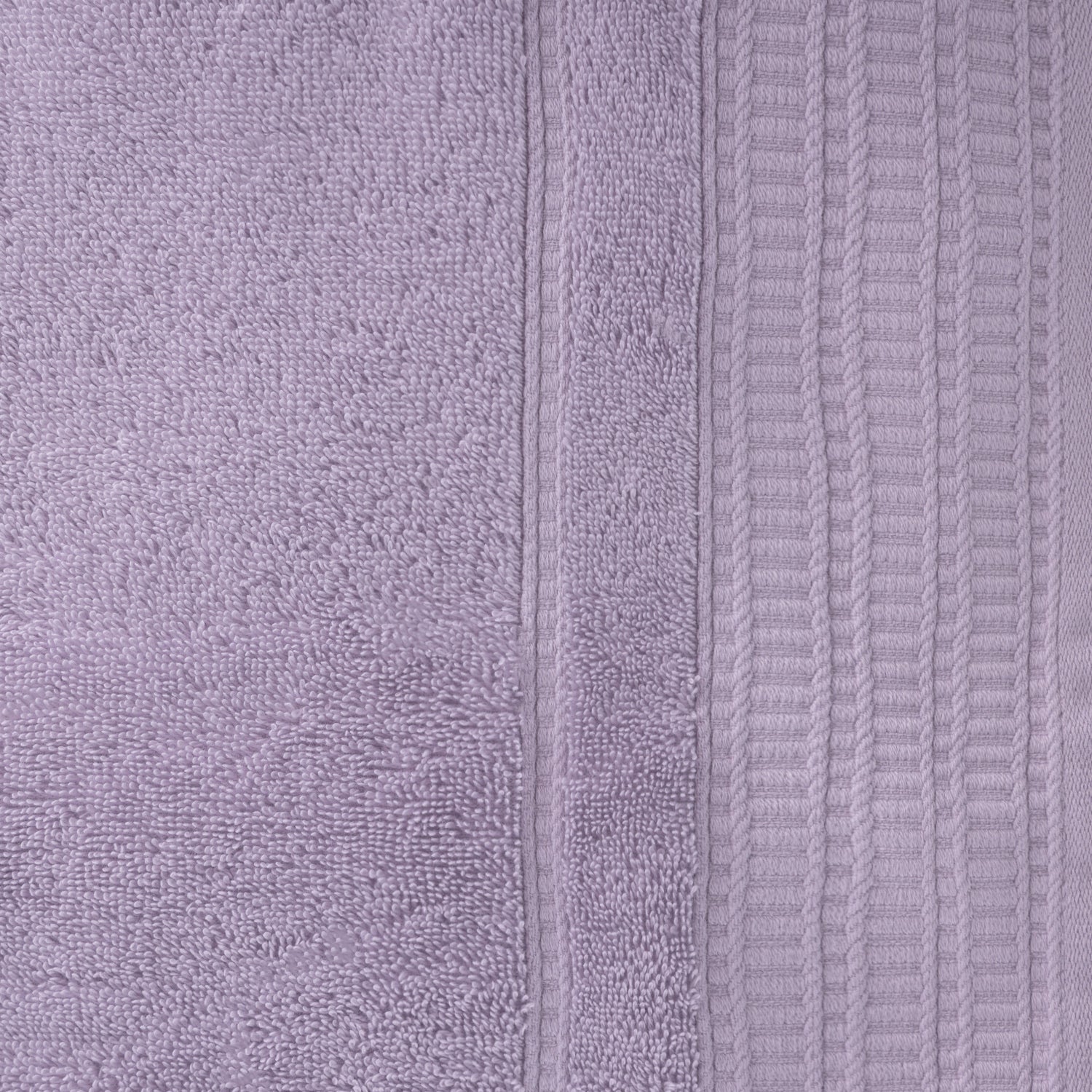Close-up of the Design Republique Elani Lavender face cloth, showing the soft terry texture and ribbed border detail.