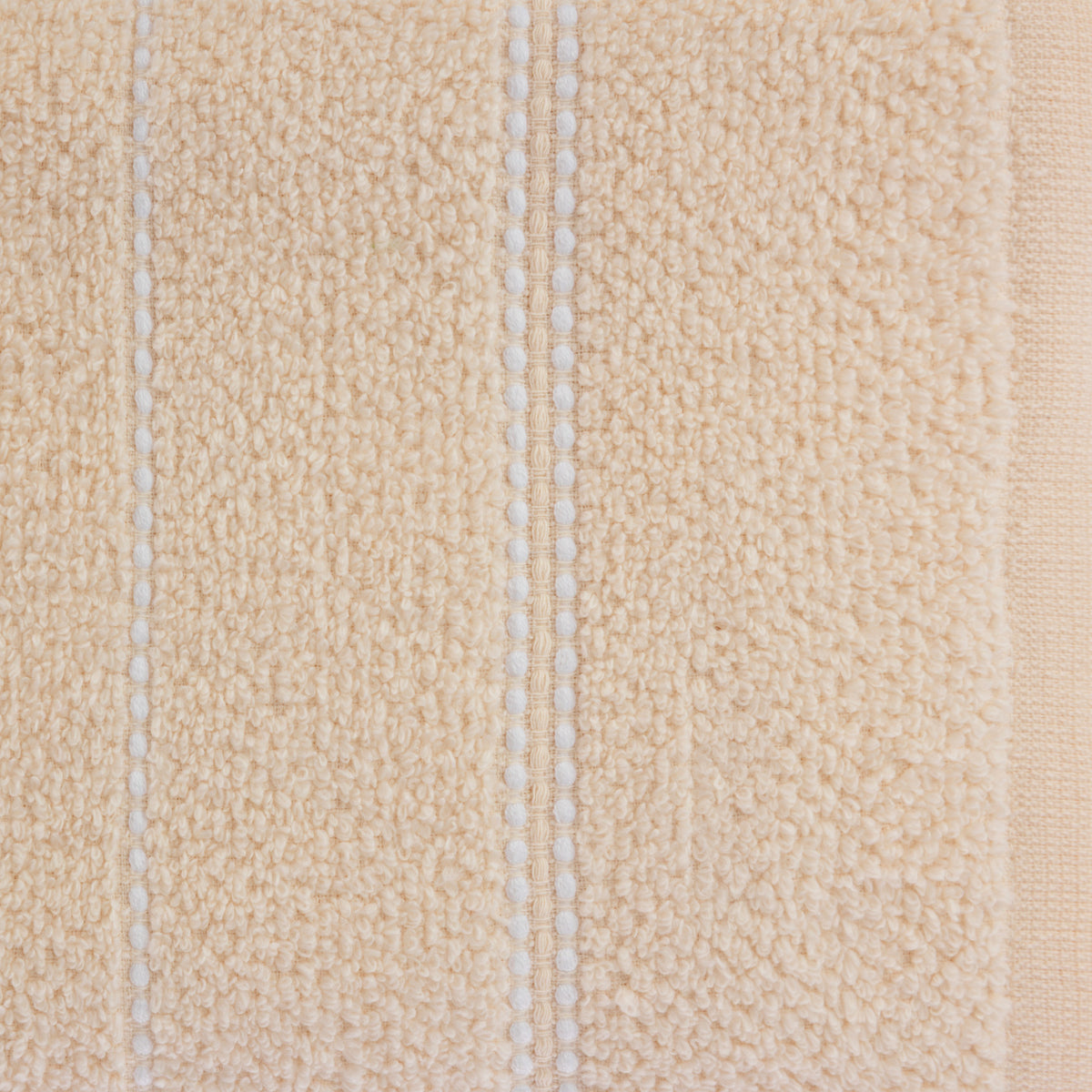 Home Co. Sara Stitch Bath Towel in Ecru, featuring a soft textured finish with white stitched stripe detailing.
