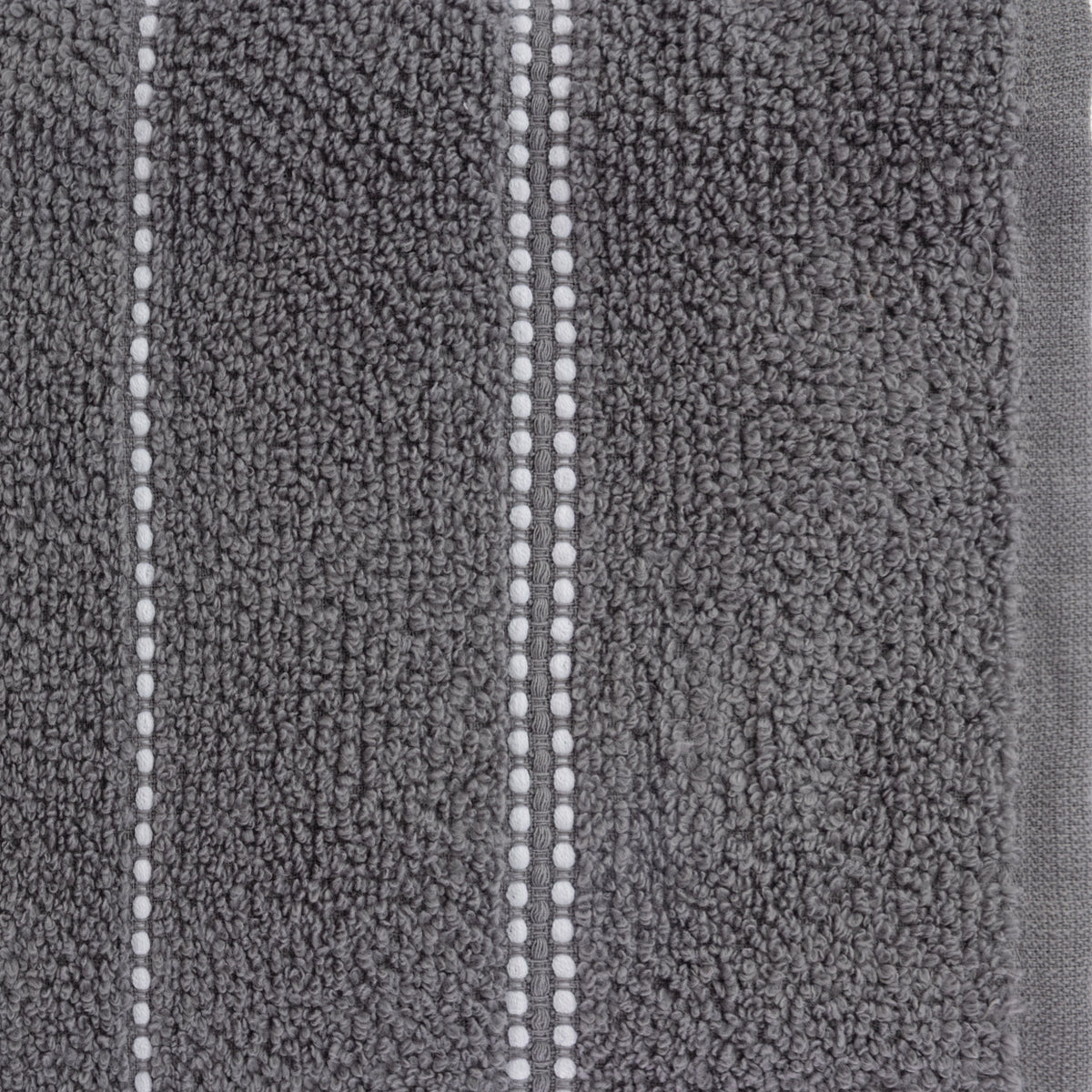 Home Co. Sara Stitch Face Cloth in Steel, featuring a soft textured finish with white stitched stripe detailing.