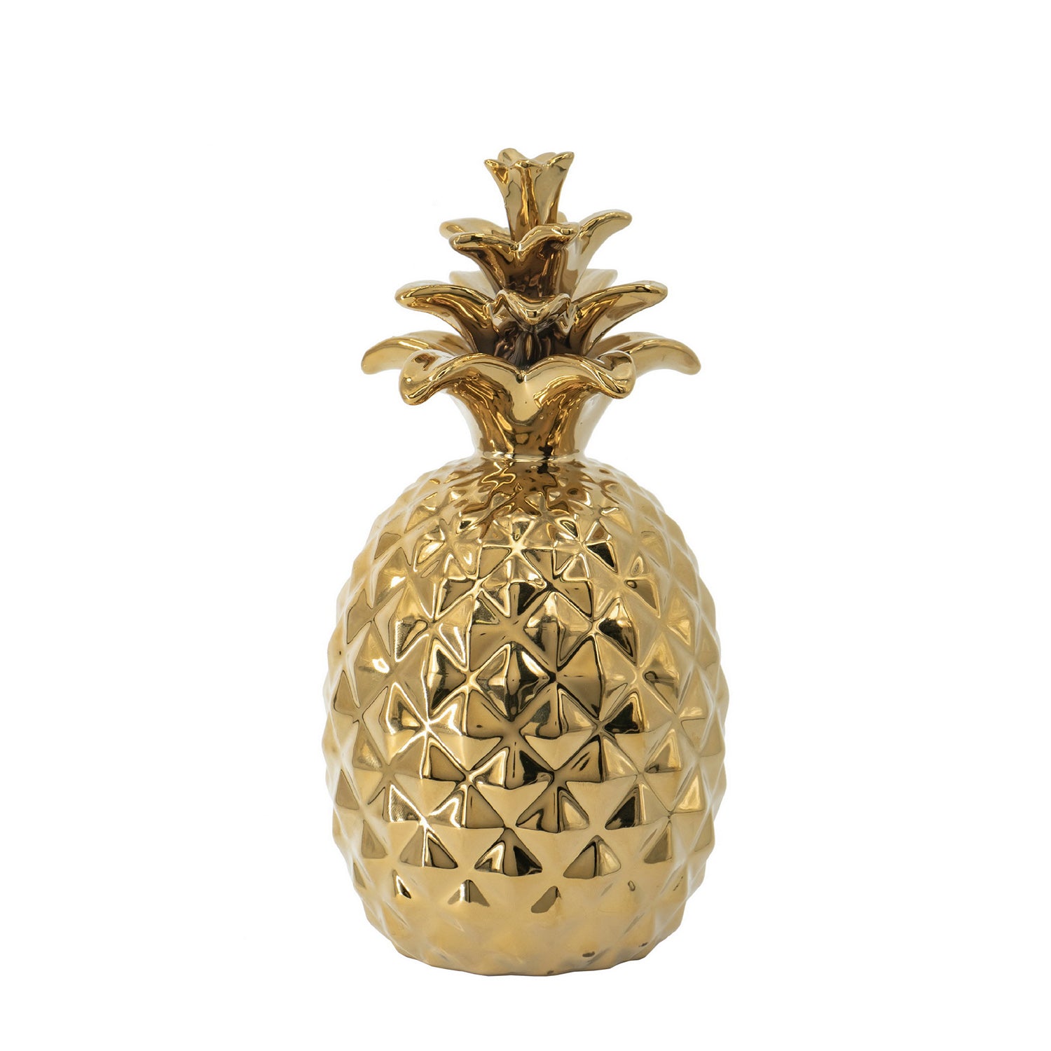 Design Republique Pippa Pineapple Décor Piece featuring a metallic gold pineapple shape with textured detailing.