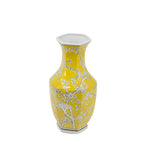Gracious Living Yellow Plum Blossom Vase Yellow featuring a bright yellow vase with white plum blossom detailing.