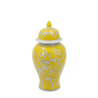 Gracious Living Yellow Plum Blossom Ginger Jar Yellow featuring a bright yellow ginger jar with white plum blossom detailing.