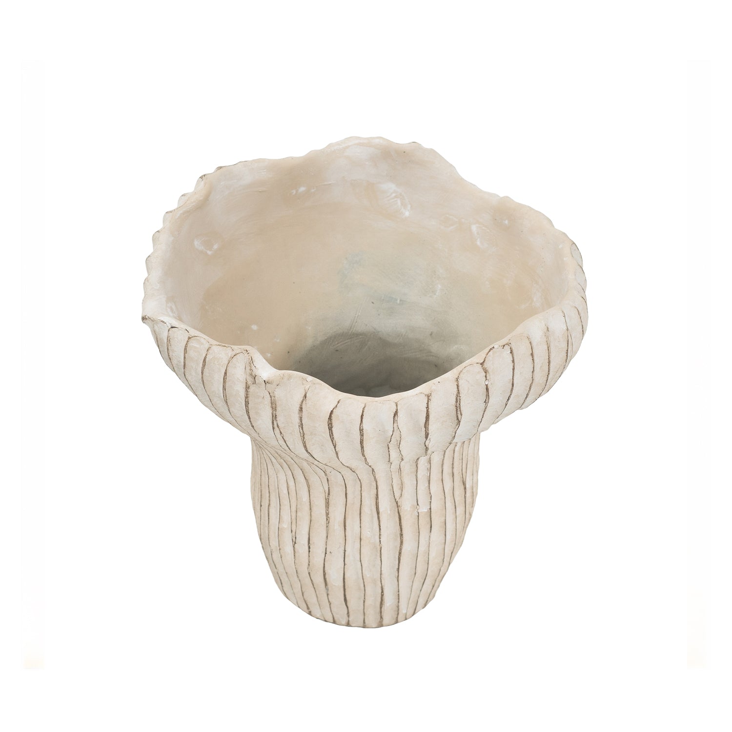 Design Republique Bulb Planter Natural featuring a cream textured bulb-shaped planter with ribbed detailing.
