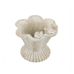 Design Republique Flower Planter Natural featuring a cream fluted planter with small snail detailing.