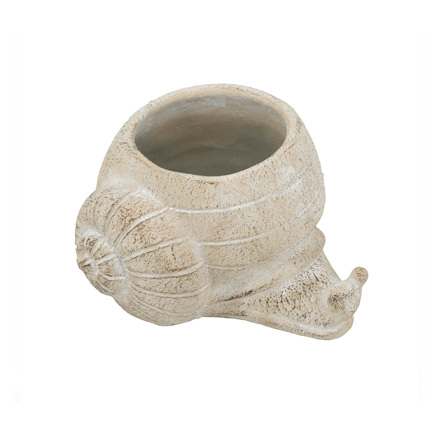 Design Republique Snail Planter Natural featuring a cream snail-shaped planter with textured detailing.