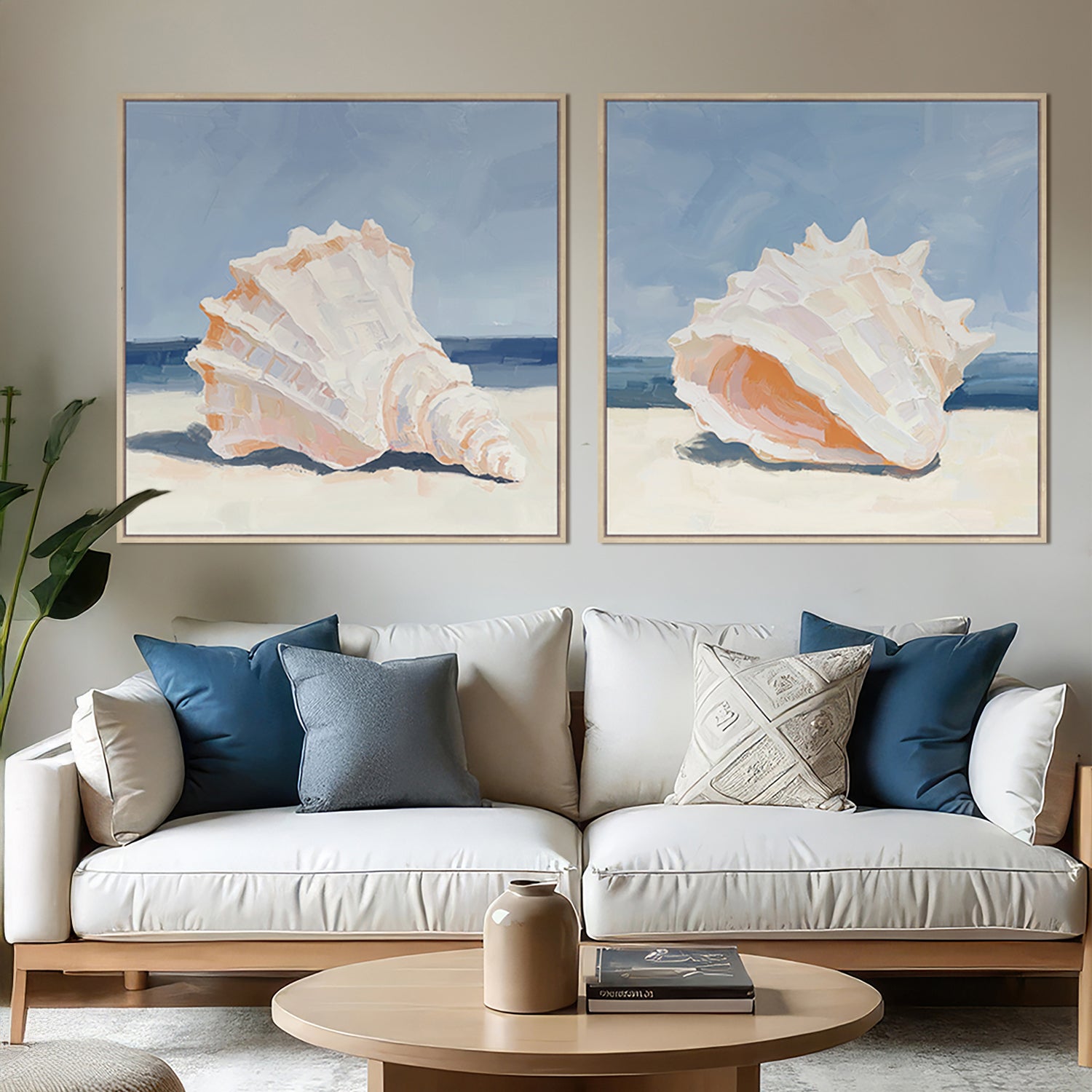 Cove Shell Framed Canvas Set of 2