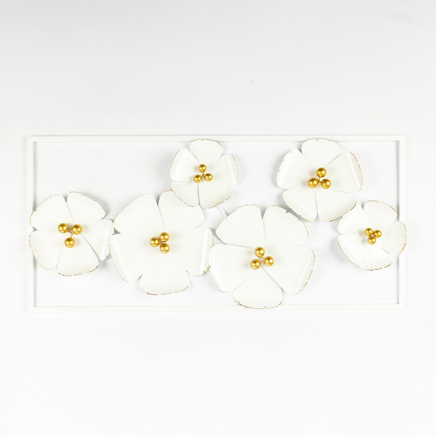 Home Chic Metal White Flowers Wall Art