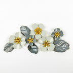 Home Chic Metal Grey & White Flowers Wall Art