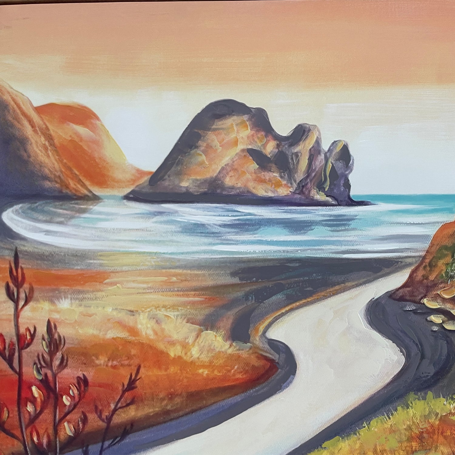 Design Plus Kiwiana Piha In Golden Tones 120 x 90cm Wall Art