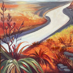 Design Plus Kiwiana Piha In Golden Tones 120 x 90cm Wall Art