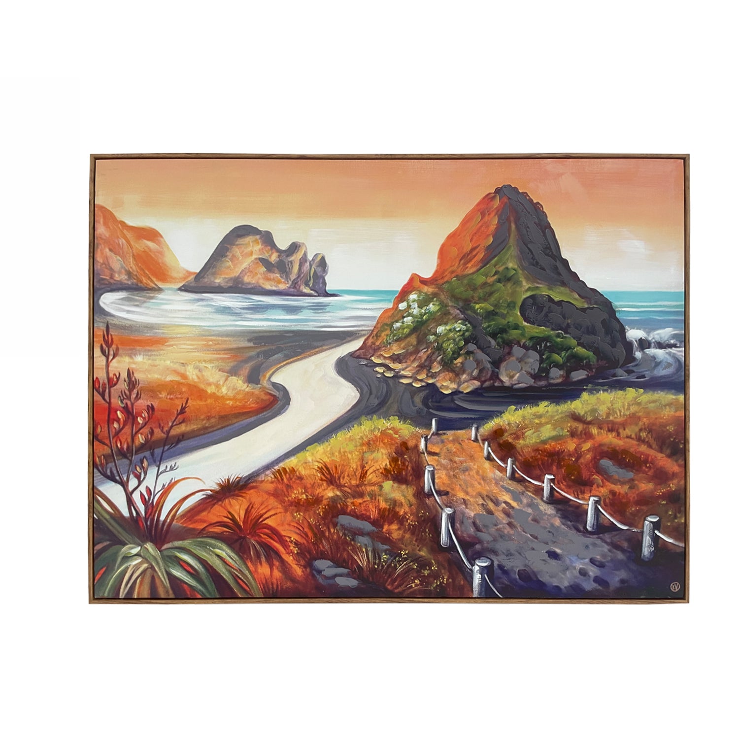 Design Plus Kiwiana Piha In Golden Tones 120 x 90cm Wall Art