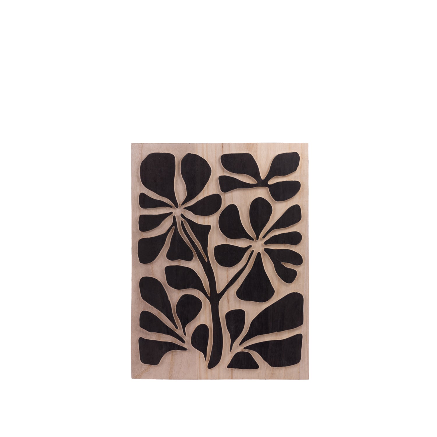 Design Republique Haven Flower Wall Art in Cocoa, featuring a carved botanical design with dark cocoa-toned detailing against a light natural wood background.