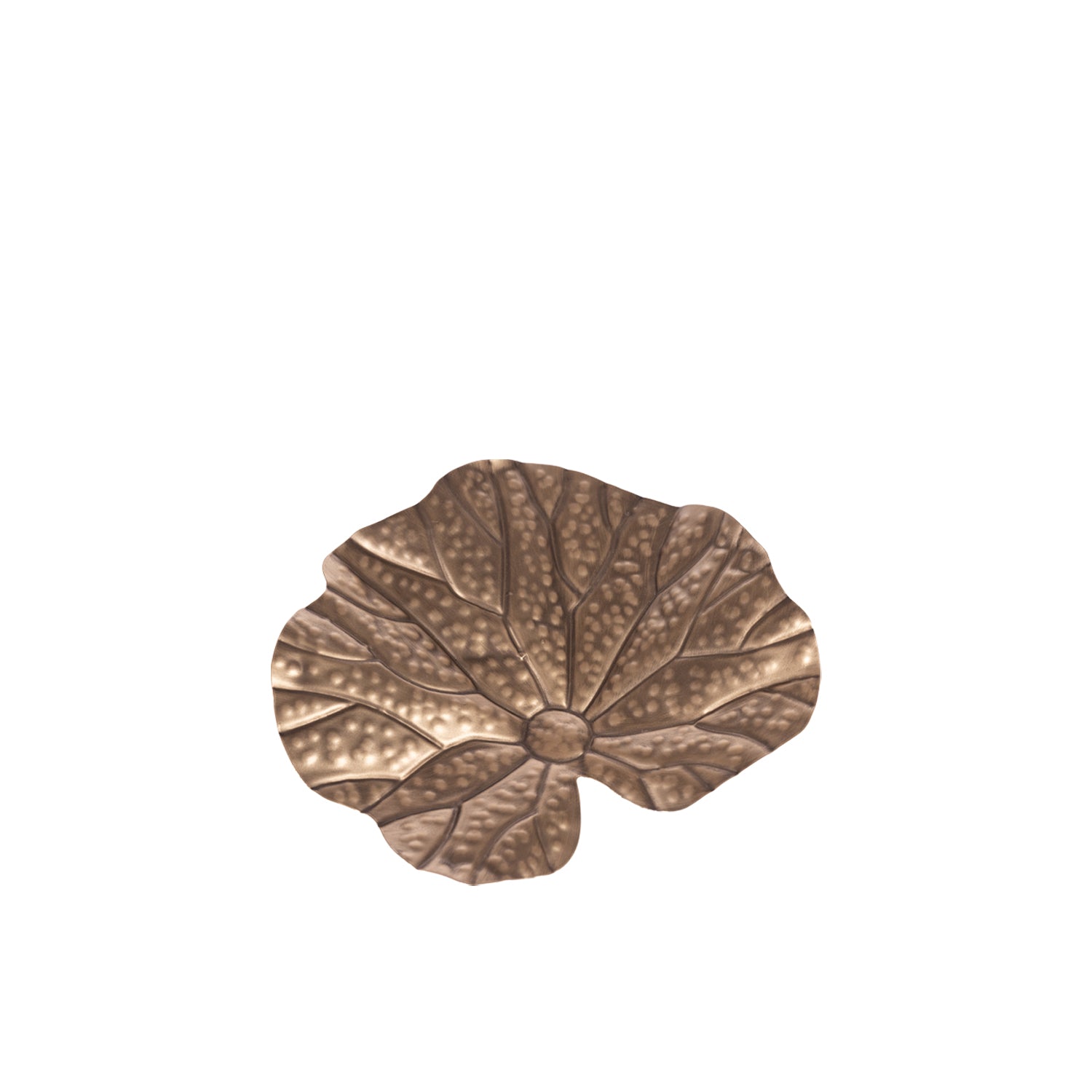 Design Republique Haven Flower Plaque in Gold, featuring an organic flower-inspired shape with embossed vein detailing and a warm antique gold finish.