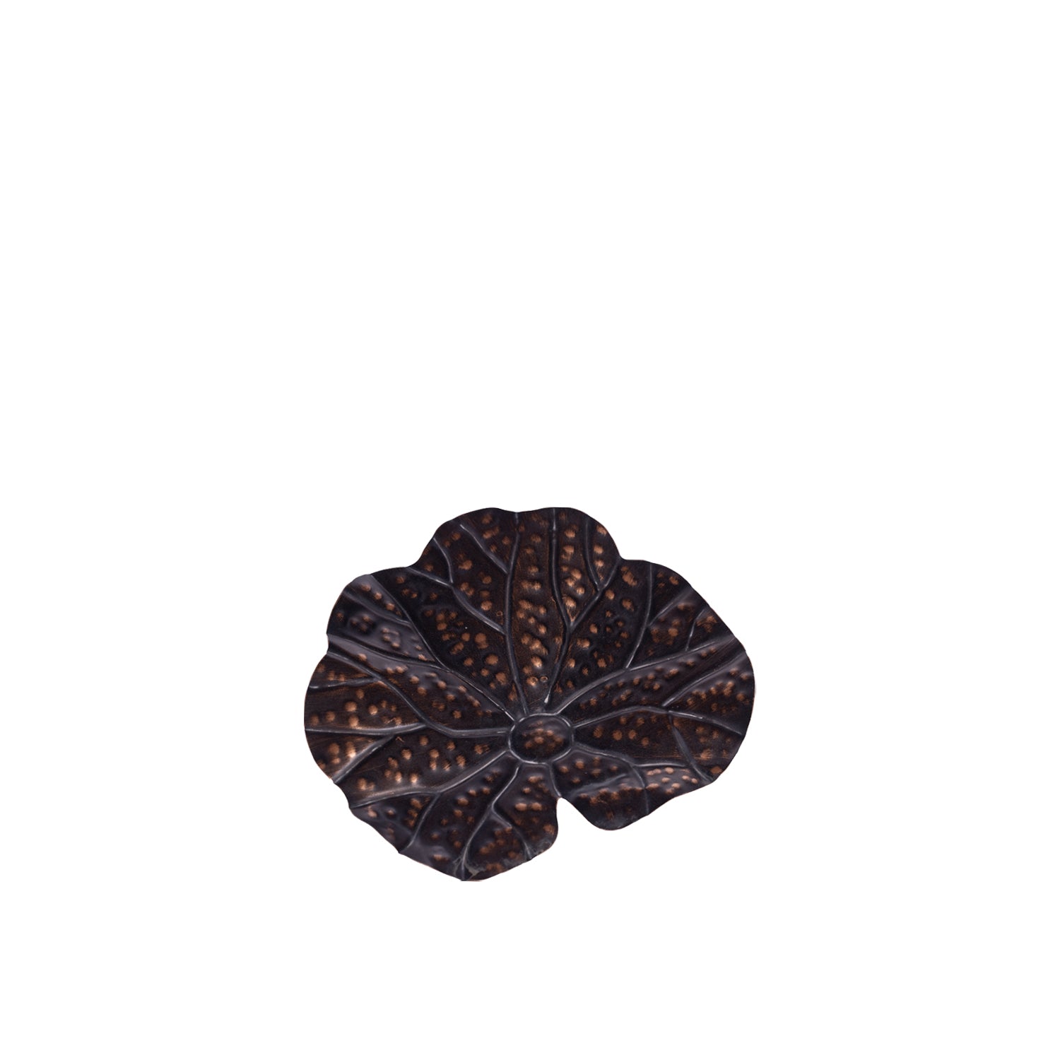 Design Republique Haven Flower Plaque in Bronze, featuring a compact floral silhouette with textured vein detailing and a dark bronze finish with copper-toned highlights.