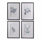Gracious Living Botanical Black & White Art 4 Piece set displayed in black frames on a white background.