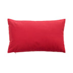 An outdoor breakfast cushion reverse featuring a plain red hue, shown against a plain white studio backdrop.