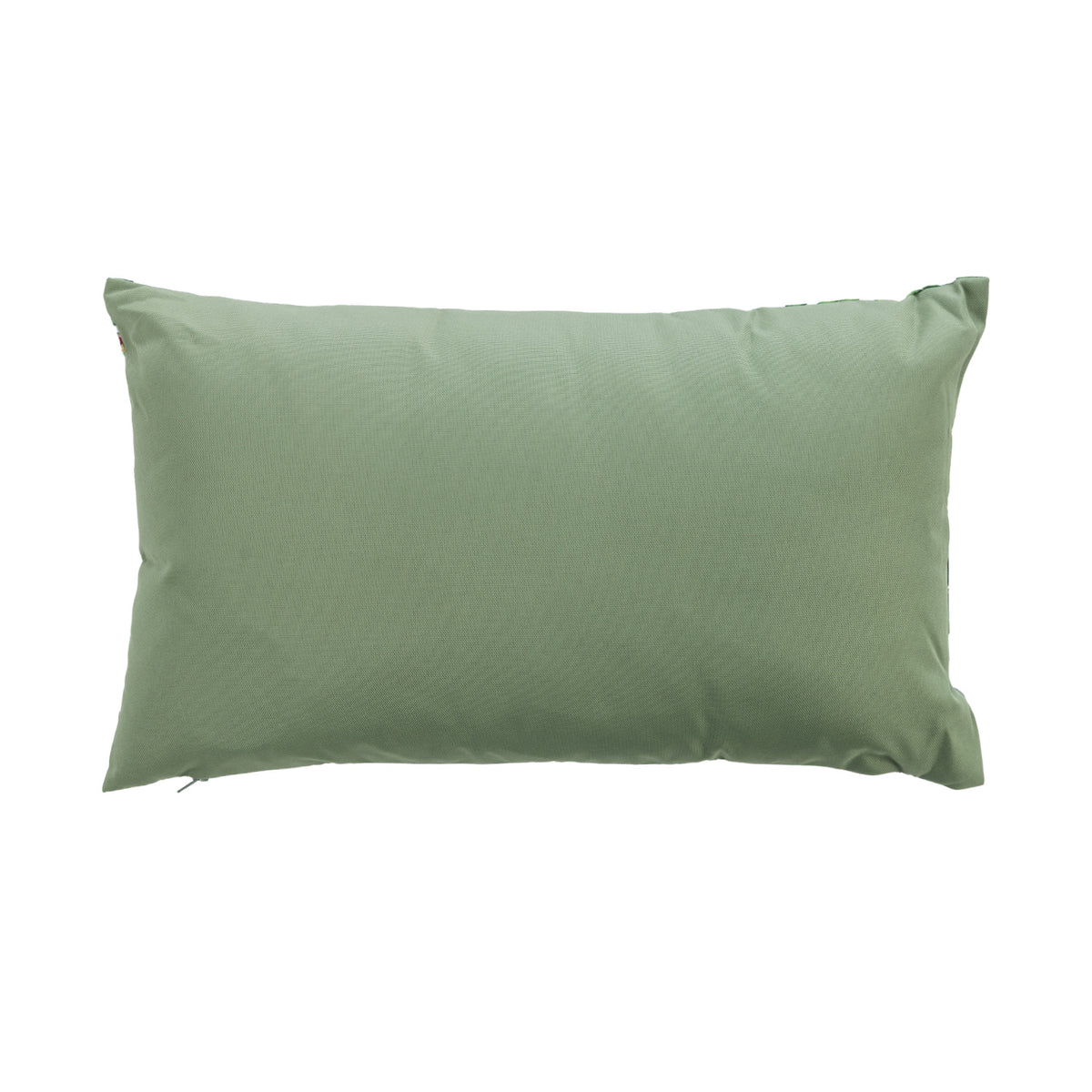 An outdoor breakfast cushion reverse featuring a plain green hue, shown against a plain white studio backdrop.