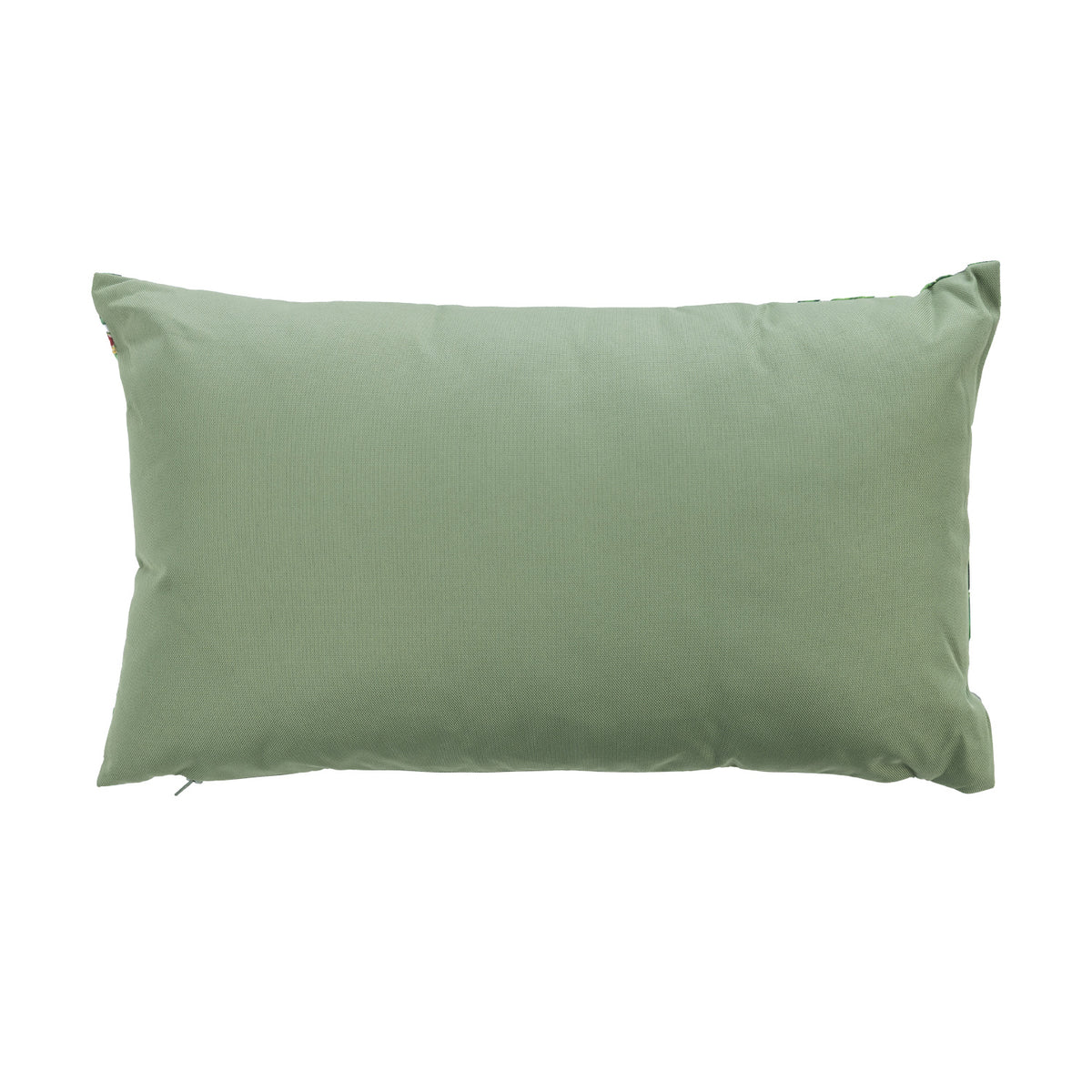 An outdoor breakfast cushion reverse featuring a plain green hue, shown against a plain white studio backdrop.