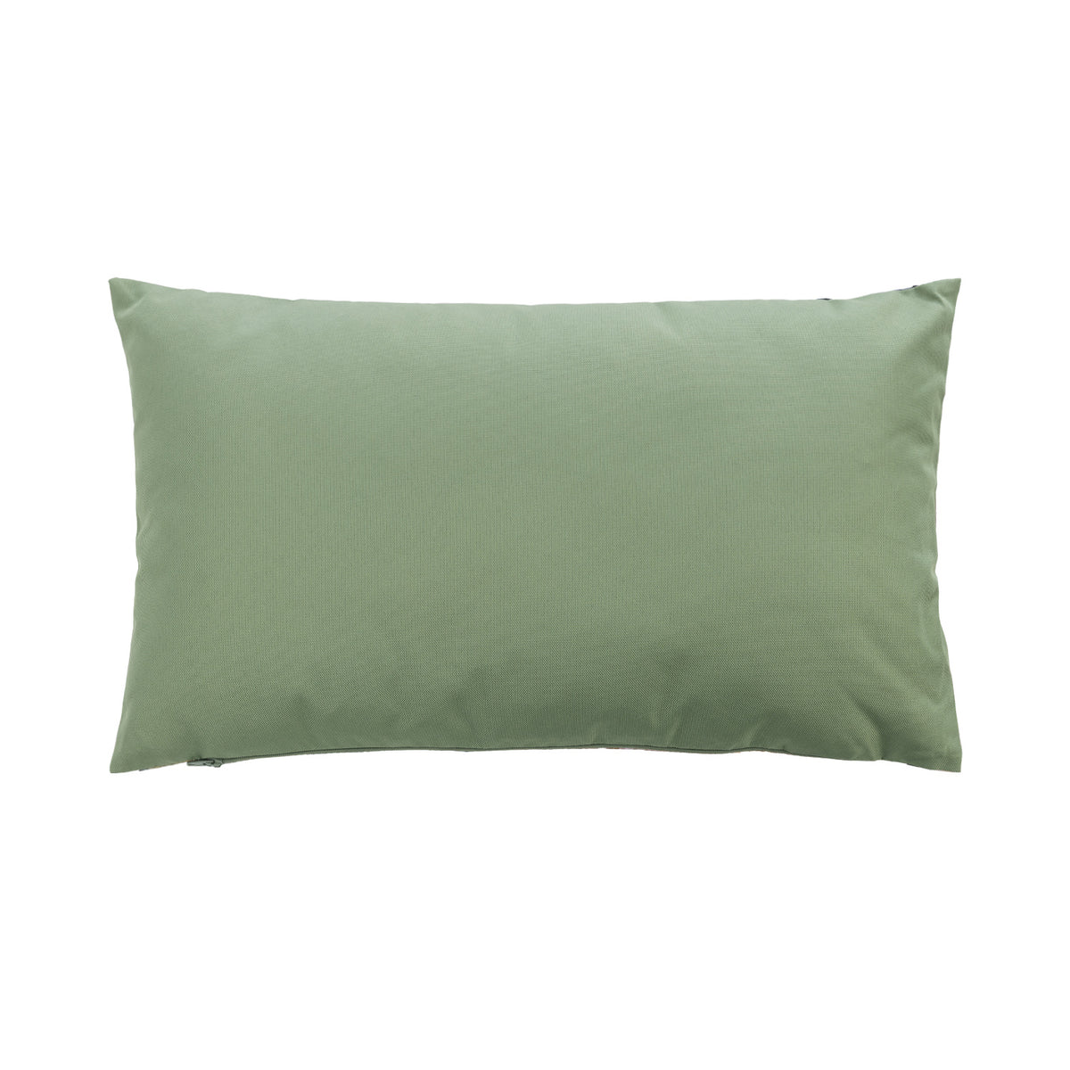 An outdoor breakfast cushion reverse featuring a plain green hue, shown against a plain white studio backdrop.