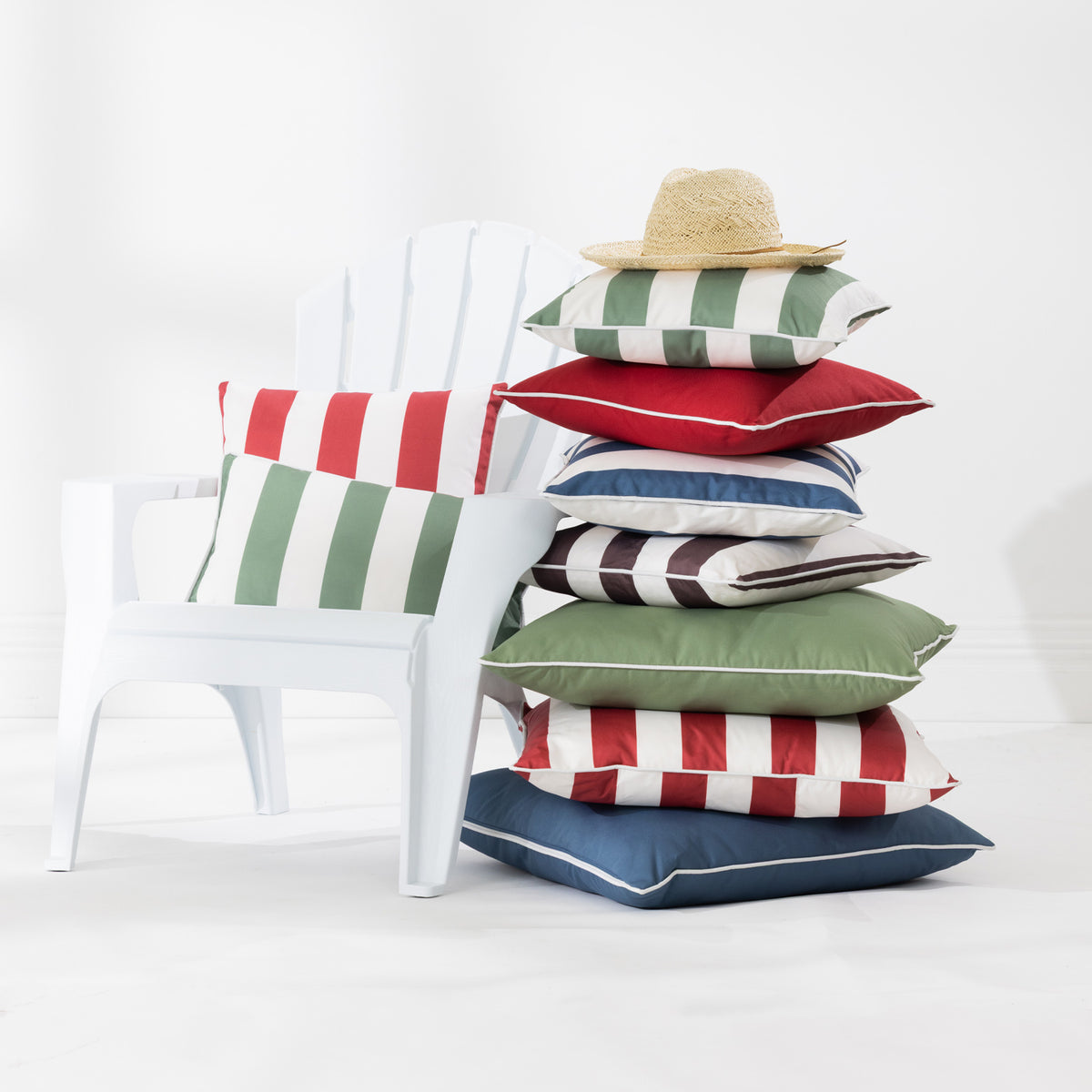 Outsidings Wainui Breakfast Cushion Green Stripe 30 x 50cm