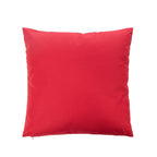 An outdoor cushion reverse featuring a plain red hue, shown against a plain white studio backdrop.