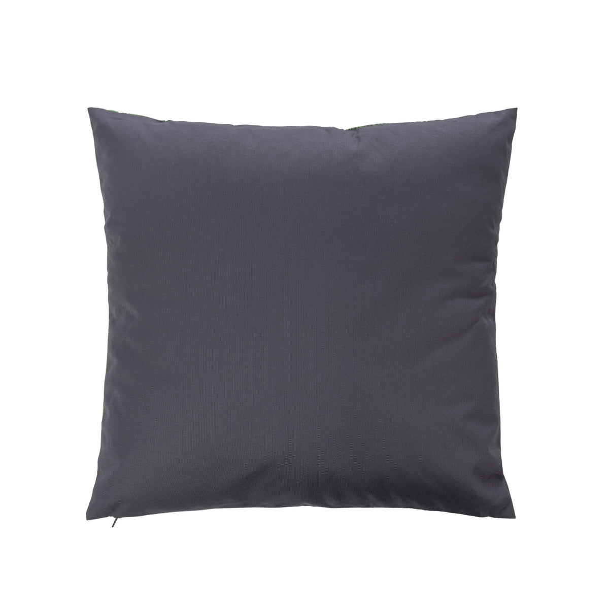 An outdoor cushion reverse featuring a plain dark grey hue, shown against a plain white studio backdrop.