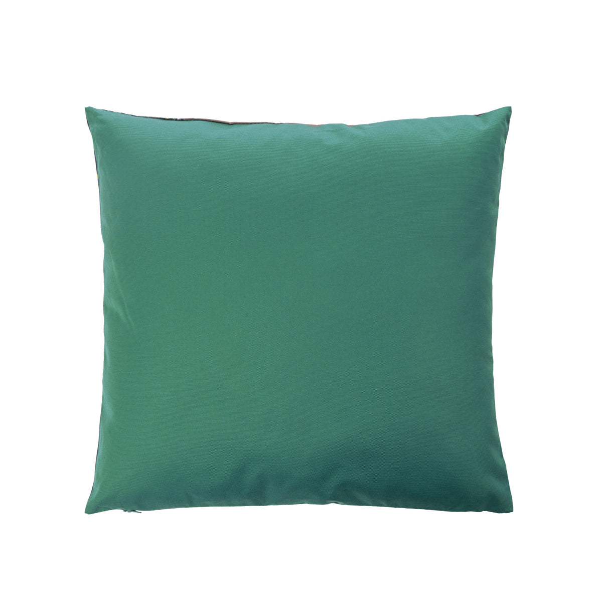 The green reverse side of an outdoor cushion, shown against a plain white background.