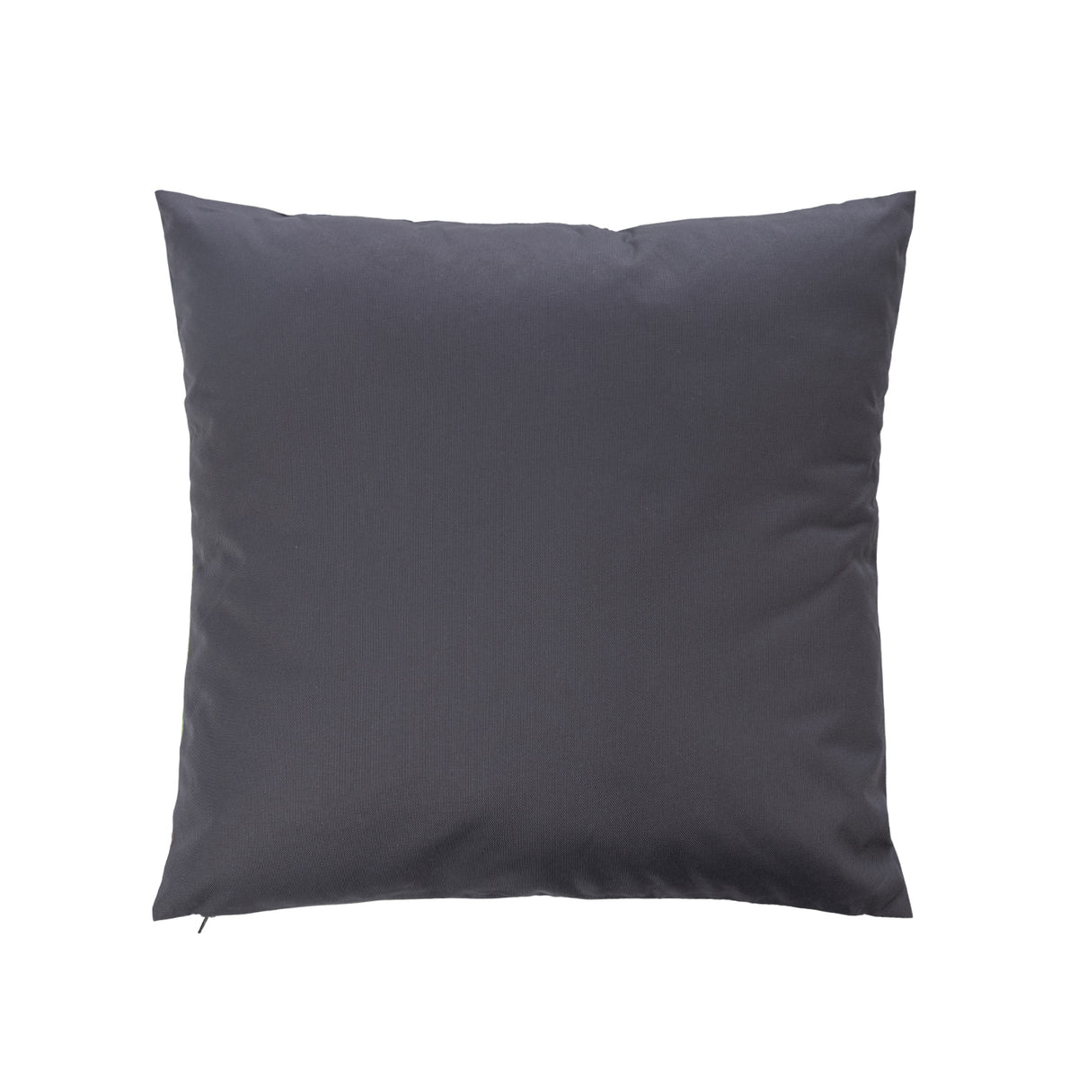 The dark grey reverse side of an outdoor cushion, shown against a plain white background.