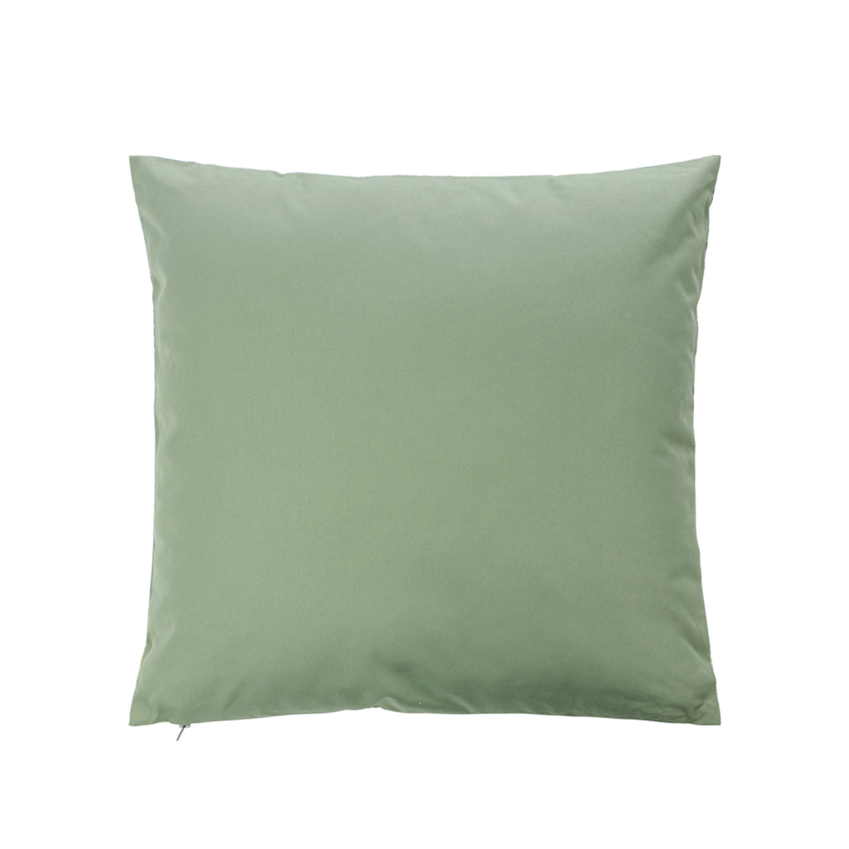 An outdoor cushion reverse featuring a plain green hue, shown against a plain white studio backdrop.